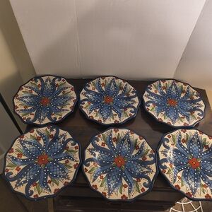 Colorful Floral Ceramic Plates Set